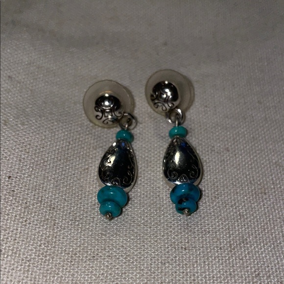 Brighton Silver Earrings with Turquoise Beads - Picture 1 of 3